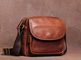 Foto van Tassen zrcx vintage crossbody bag genuine leather men s shoulder brown fashion casual classic messen
