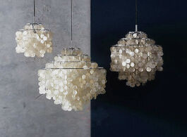 Foto van Lampen verlichting natural shell lamp e27 lights dia 26 30 45cm white chandelier lamps for bedroom h