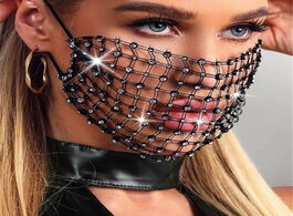 Foto van Sieraden shiny hollow out rhinestone face mask for female vintage mouth popular party nightclub jewe