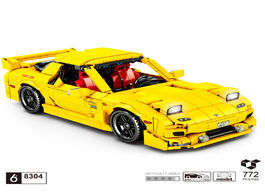 Foto van Speelgoed technics anime initial d redsun classic japan sport car building block model pull back veh
