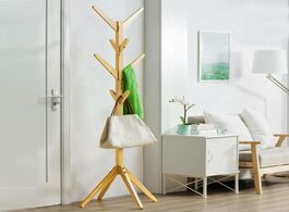 Foto van Meubels 8 hooks solid wood hanger floor standing coat racks home furniture storage clothes hanging w