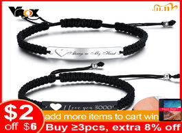 Foto van Sieraden vnox personalized couple bracelets hollow heart stainless steel id bar handmade bangle wome