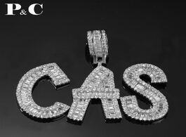 Foto van Sieraden custom name cubic zircon baguette letters hip hop pendant chain gold silver men s jewelry w