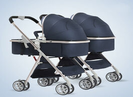 Foto van Baby peuter benodigdheden twin strollers 3 in 1 detachable high landscape lightweight folding shock 