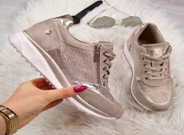 Foto van Schoenen women casual shoes 2020 new fashion wedge flat zipper lace up comfortable ladies sneakers f