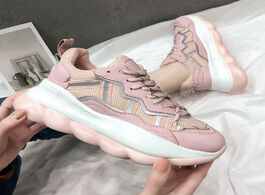 Foto van Schoenen 2020 women platform sneakers chunky fashion pink lace up woman vulcanized shoes tenis femal