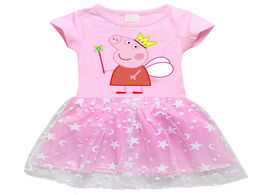 Foto van Speelgoed peppa pig girls skirts summer cotton cartoon print short sleeve pleated breathable dress c