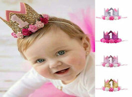 Foto van Baby peuter benodigdheden unisxe floral tiaras birthday hat newborn headband 1 year party headwear