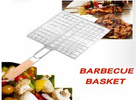 Foto van Huis inrichting foldable non stick barbecue net bbq grilling portable basket fish meat hamburg campi
