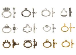 Foto van Sieraden 10 20sets tibetan style toggle clasps for jewelry making diy flat round silver golden plati