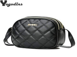 Foto van Tassen fashion diamond pattern pu leather messenger women bag ladies shoulder bags black luxury desi