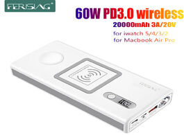 Foto van Telefoon accessoires ferising wireless pd3.0 60w fast charger power bank 20000mah for apple watch 5 