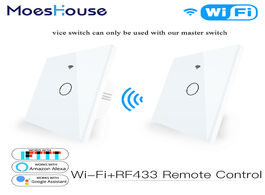 Foto van Woning en bouw wifi smart glass panel touch switch rf433 transmitter wall 1 2 3 gang remote control 