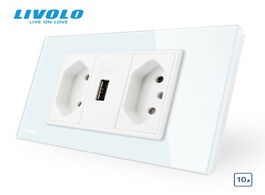 Foto van Elektrisch installatiemateriaal livolo brazilian standard 3pins 10a 20a with usb socket white black 