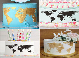 Foto van Huis inrichting world map design cake stencil plastic border stencils diy drawing lace template mold