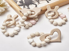 Foto van Baby peuter benodigdheden silicone nursing bracelets wood teether beads teething rattles toys gift