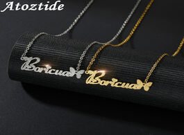 Foto van Sieraden atoztide 2020 customized stainless steel frosted name necklace butterfly personalized lette