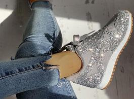 Foto van Schoenen women flat glitter sneakers casual bling vulcanized shoes female mesh lace up platform comf