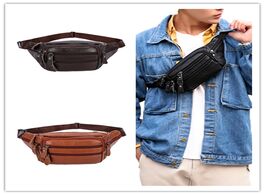 Foto van Tassen aa leather waist bag sports pack zipper multi functional outdoor shoulder slant chest retro