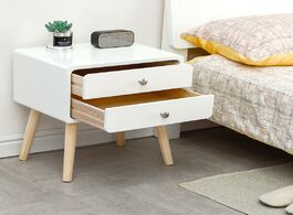 Foto van Meubels 2 drawer bedside table nordic minimalist beauty bedroom furniture nightstands 42x32x50cm woo