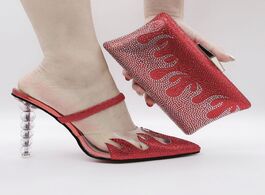 Foto van Schoenen newest fashion italian shoes and bag set wholesale 2020 red color for wedding matching purs