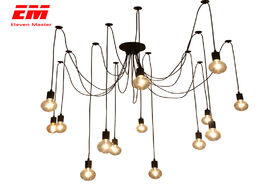 Foto van Lampen verlichting black spider chandelier 1.2 1.5 2m vintage loft decor adjustable e27 edison bulb 
