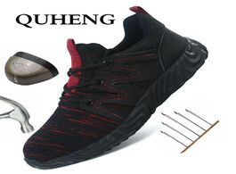 Foto van Schoenen quheng men s safety shoes boots steel toe anti smashing puncture proof outdoor short breath