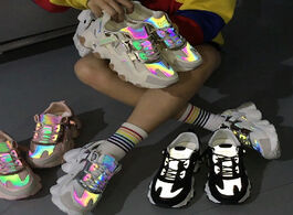 Foto van Schoenen sneakers women fashion dad shoes reflective white chunky platform womens vulcanize tenis fe