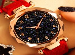 Foto van Horloge casual romantic starry sky watches for women fashion leather band quartz wrist watch ladies 