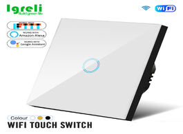 Foto van Elektrisch installatiemateriaal igreli wifi wall touch switch 1 2 3 gang way wireless smart switches