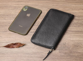 Foto van Tassen casual men clutch bag genuine leather long wallet phone purse business card holder korea styl
