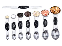 Foto van Huis inrichting premium stainless steel magnetic measuring spoons 8 piece set with leveler easy to a