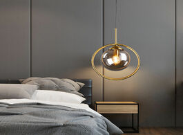 Foto van Lampen verlichting modern glass ball pendant lighting fixture golden ring kitchen dining room bedsid