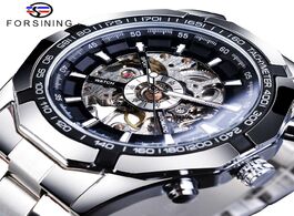 Foto van Horloge forsining 2019 stainless steel waterproof mens skeleton watches top brand luxury transparent