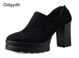 Foto van Schoenen gdgydh 2020 new spring women pumps black high heels shoes platform party female flock zippe