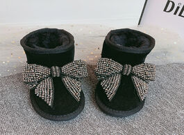 Foto van Baby peuter benodigdheden ulknn children snow boots for girls 2020 winter rhinestone bow knot cowhid