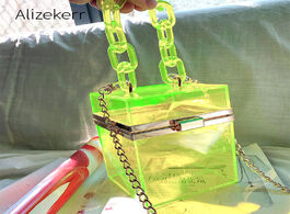 Foto van Tassen clear acrylic box clutch bag women 2020 summer small square plastic transparent purse shoulde