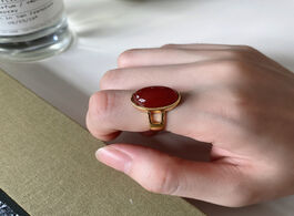 Foto van Sieraden french style 925 sterling silver open ring red agate minimalist fashion female design sense
