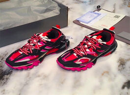 Foto van Schoenen mixed color lace mesh women sneakers track s breathable walking up flat shoes vulcanized 42