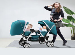 Foto van Baby peuter benodigdheden twin stroller four wheel shock absorber can sit reclining multi range adju