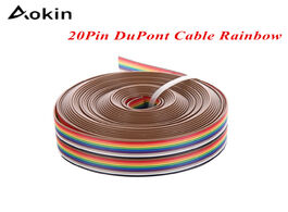 Foto van Computer aokin 5m 1.27mm 20p dupont cable rainbow flat line support wire soldered connector 20 pin f
