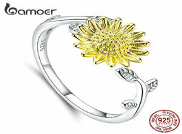 Foto van Sieraden bamoer genuine 925 sterling silver sunflower finger rings for women wedding band engagement