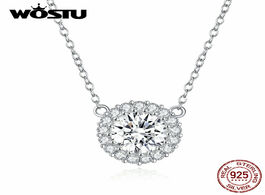Foto van Sieraden wostu 100 925 sterling silver delicate zircon necklaces round pendant for women long chain 