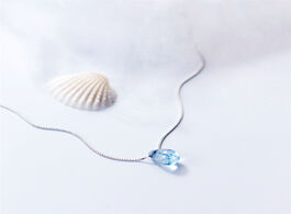 Foto van Sieraden blue crystal clavicle chain simple temperament drop pendant 925 sterling silver literary pe