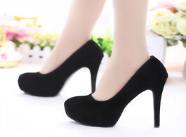 Foto van Schoenen platform heels women s shoes female high flock heeled pumps night club thin heel sexy size 
