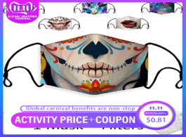 Foto van Beveiliging en bescherming washable skull smiley 3d printing mouth mask halloween party half face re