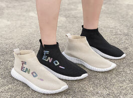 Foto van Schoenen ladies casual running shoes woman knit sock flats plus size 43 breathable mesh platform sne