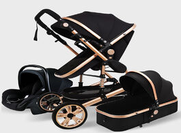 Foto van Baby peuter benodigdheden multifuntional stroller 3 in 1 high landscape portable carriage gold newbo