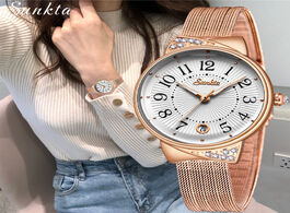 Foto van Horloge sunkta women watches top brand luxury ladies mesh belt ultrathin watch stainless steel water