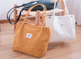 Foto van Tassen women corduroy shopping bag female canvas cloth shoulder environmental storage handbag reusab